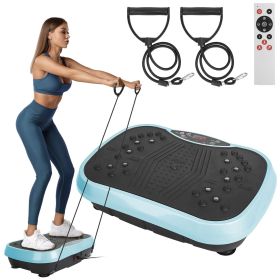 Vibration Exercise Machine With Resistant Bands Remote Control Whole Body Vibration Platform Workout Equipment Home Fitness Training Equipment Fo (Color: Blue) Vibration Exercise Machine With Resistant Bands Remote Control Whole Body Vibration Platform Workout Equipment Home Fitness Training Equipment Fo (Color: Blue)